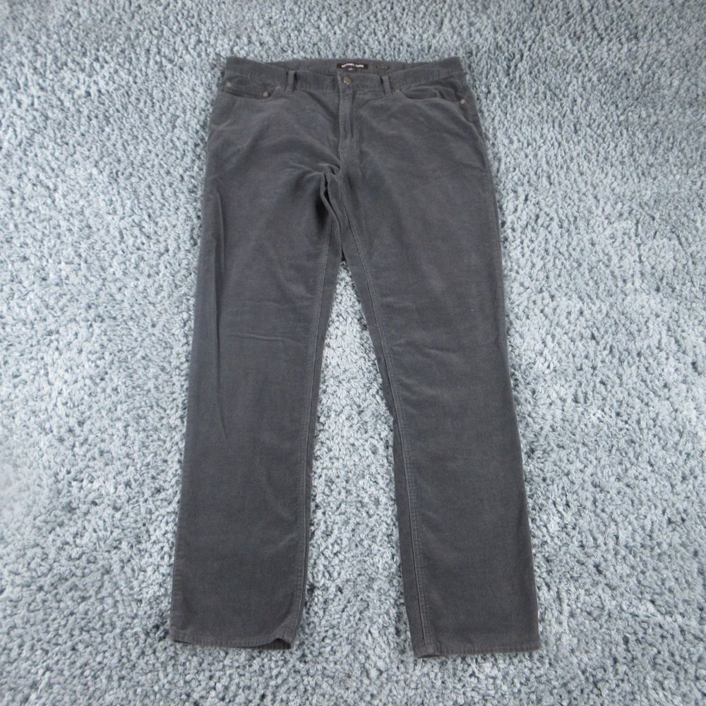 Michael Kors Jeans Mens 34 Gray Corduroy Tailored Fit 36x30.5*